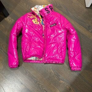 Members Only Pink Puffer Looney Tunes SpaceJam coat